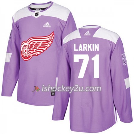 Mænd NHL Detroit Red Wings Trøje Dylan Larkin 71 Adidas 2017-2018 Lilla Fights Cancer Practice Authentic